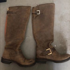 Steve madden riding boot with orange zipper